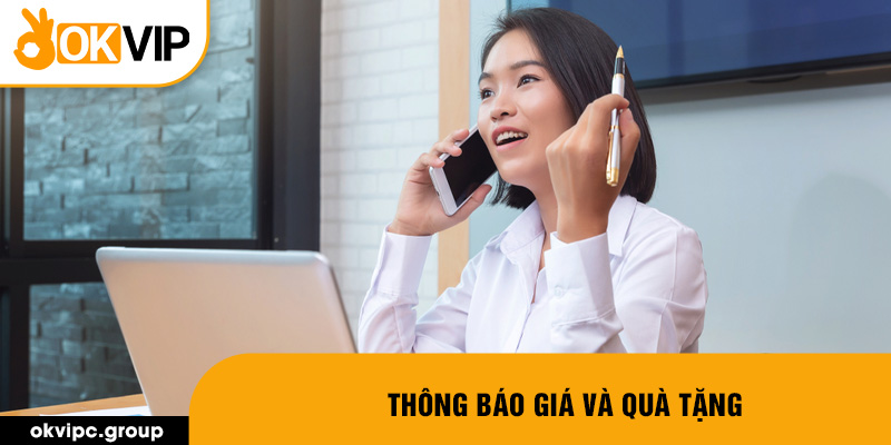 Thông báo giá và quà tặng