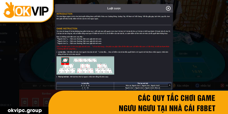 Các quy tắc chơi game ngưu ngưu tại nhà cái F8bet